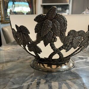 Silver Palm Leaf Decorative Bowl